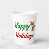 Happy Holidays Rentierskript Weihnachten Pappbecher (Rückseite)