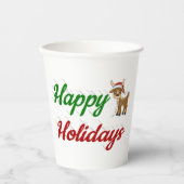 Happy Holidays Rentierskript Weihnachten Pappbecher (Vorderseite)