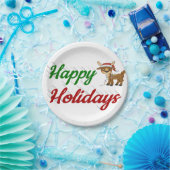 Happy Holidays Rentierskript Weihnachten Pappteller (Party)
