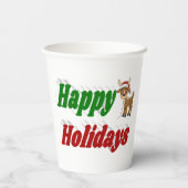 Happy Holidays Rentiertypografie Weihnachten Pappbecher (Rückseite)