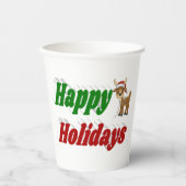 Happy Holidays Rentiertypografie Weihnachten Pappbecher (Vorderseite)