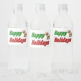 Happy Holidays Rentiertypografie Weihnachten Wasserflaschenetikett