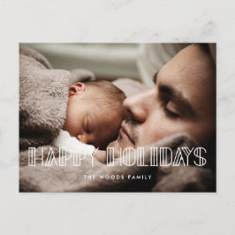 Happy Holidays Retro Art Deko Skript-Foto Feiertagspostkarte