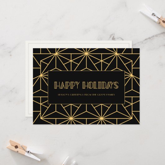 Happy Holidays Retro Art Deko Weihnachten Karte (Vorderseite/Rückseite Beispiel)