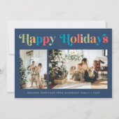 Happy Holidays Retro Colorful 2 Foto Weihnachten (Vorderseite)