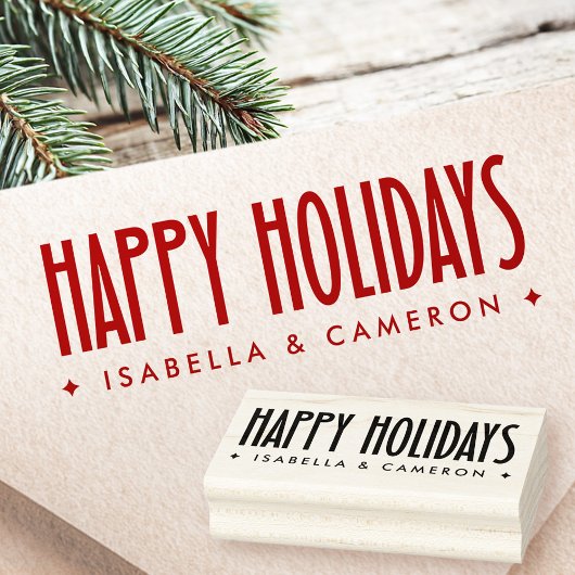 Happy Holidays retro font custom name Gummistempel