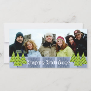 Happy Holidays Retro Limon Trees Family Foto Card Feiertagskarte