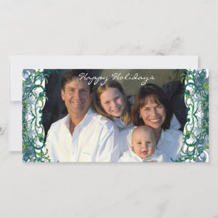 Happy Holidays Retro Limon Trees Family Foto Card Feiertagskarte