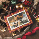 Happy Holidays Retro Mitte Jahrhundert Foto Feiertagskarte<br><div class="desc">Modernes Muster aus der Mitte des Jahrhunderts und ein Vintager 50er für diese Urlaubskarten Kollektion. Sie können die Farbe des Schriftartes auch ganz nach Ihren Wünschen ändern.</div>