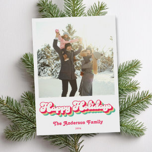 Happy Holidays Retro Modernes Minimales Foto Feiertagskarte