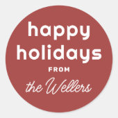 Happy Holidays | Retro Playful Script Runder Aufkleber (Vorderseite)