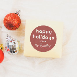 Happy Holidays | Retro Playful Script Runder Aufkleber