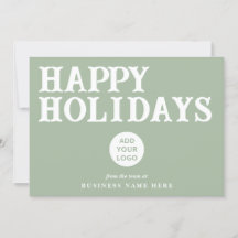 Happy Holidays Retro Sage Green Business