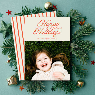 Happy Holidays Retro Vintage Weihnachts-Fotokarte Feiertagskarte