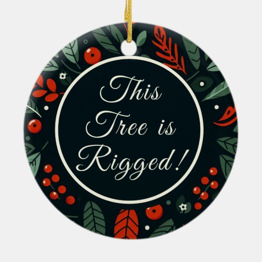 Happy Holidays Rigged Tree Joke Keramik Ornament (Hinten)