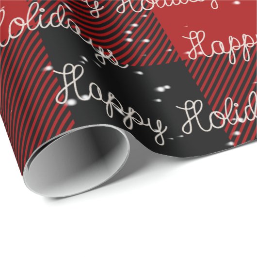 Happy Holidays Rope Text and Snowflakes Wrapping Geschenkpapier (Rolleneckpunkt)