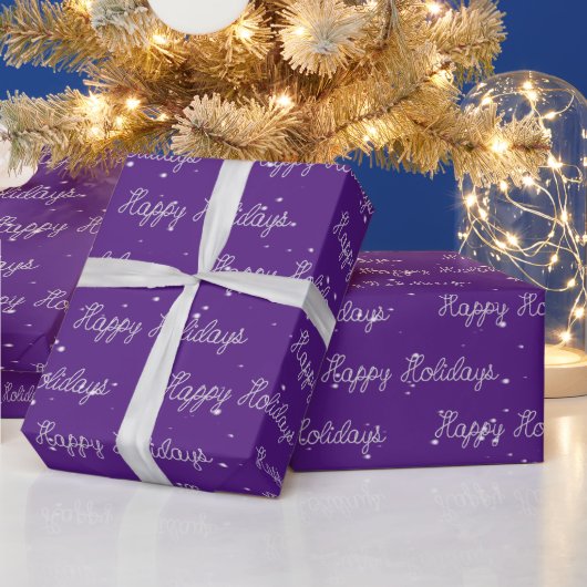 Happy Holidays Rope Text und Schneeflocken Geschenkpapier (Feiertage)