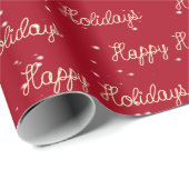 Happy Holidays Rope Text und Schneeflocken Geschenkpapier (Rolleneckpunkt)