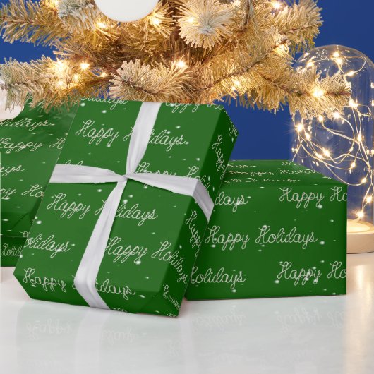 Happy Holidays Rope Text und Schneeflocken Geschenkpapier (Feiertage)