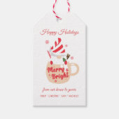 Happy Holidays - Rosa Tasse Hot Cocoa Merry & Brig Geschenkanhänger (Vorderseite)