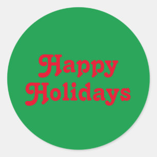 "Happy Holidays" Rot grüner Weihnachtsurlaub Runder Aufkleber