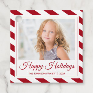 Happy Holidays Rot Personalisiertes Foto Geschenkanhänger