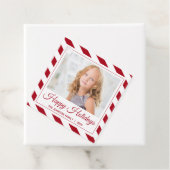 Happy Holidays |Rot| Personalisiertes Foto Geschenkanhänger (Beispiel)