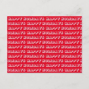 "Happy Holidays", rot weiß Postkarte