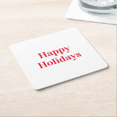 "Happy Holidays", rot weiß Rechteckiger Pappuntersetzer (angewinkelt)