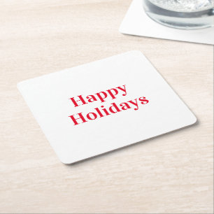 "Happy Holidays", rot weiß Rechteckiger Pappuntersetzer