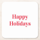 "Happy Holidays", rot weiß Rechteckiger Pappuntersetzer (Vorderseite)