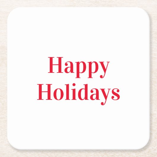 "Happy Holidays", rot weiß Rechteckiger Pappuntersetzer (Vorderseite)