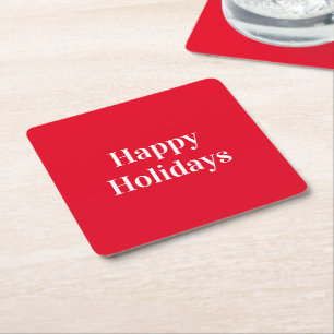 "Happy Holidays", rot weiß Rechteckiger Pappuntersetzer