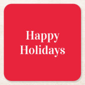 "Happy Holidays", rot weiß Rechteckiger Pappuntersetzer (Vorderseite)