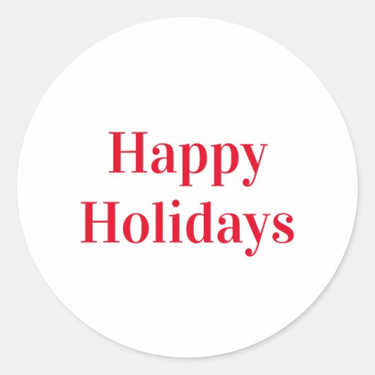 "Happy Holidays", rot weiß Runder Aufkleber (Vorderseite)