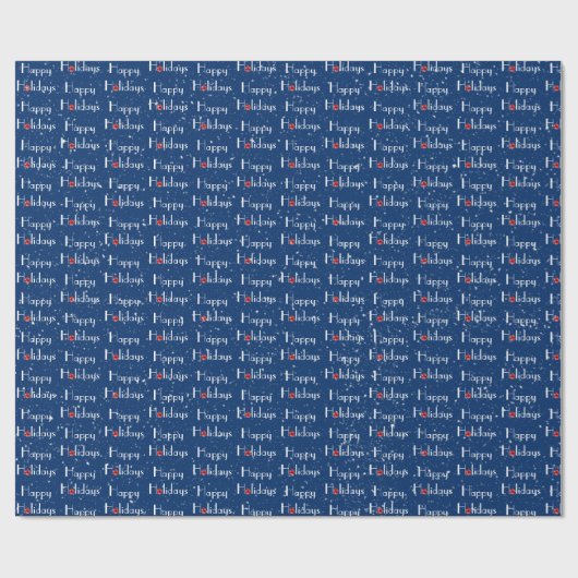 Happy Holidays Rote Ornamente Geschenkpapier (Flach)