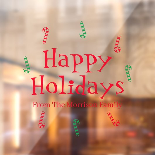 Happy Holidays Roter grüner individuelle Name Zuck Fensteraufkleber (Blatt 2)