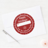 Happy Holidays Roter Sticker mit Schneeflocken (Umschlag)