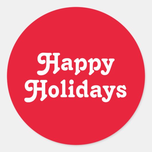 "Happy Holidays", roter weißer Weihnachtsfeiertag Runder Aufkleber (Vorderseite)