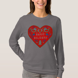 Happy Holidays Rotes Festival Kunst, Dichtung und T-Shirt