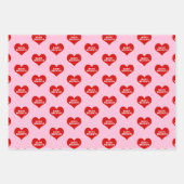 HAPPY HOLIDAYS Rotes Liebe Herz Geschenkpapier Set (Vorderseite 3)