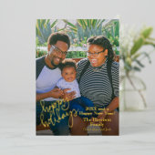 Happy Holidays Rotes Personalisiertes Foto Gold Folien Feiertagskarte (Stehend vorne)
