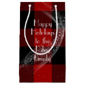 Happy Holidays Rotes schwarzes Büffel kariert Kleine Geschenktüte (Vorderseite)