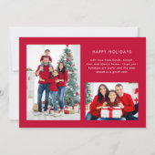 Happy Holidays | Rotmodernes Foto Grid Feiertagskarte (Rückseite)