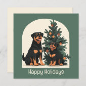 Happy Holidays Rottweiler Hunde Einladung (Vorne/Hinten)