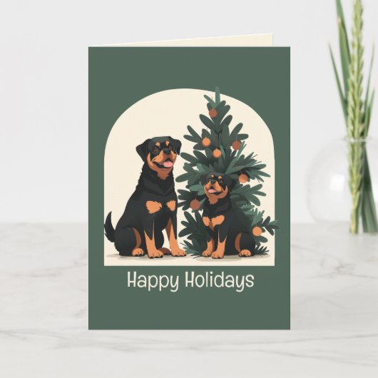 Happy Holidays Rottweiler Hunde Feiertagskarte (Vorderseite)
