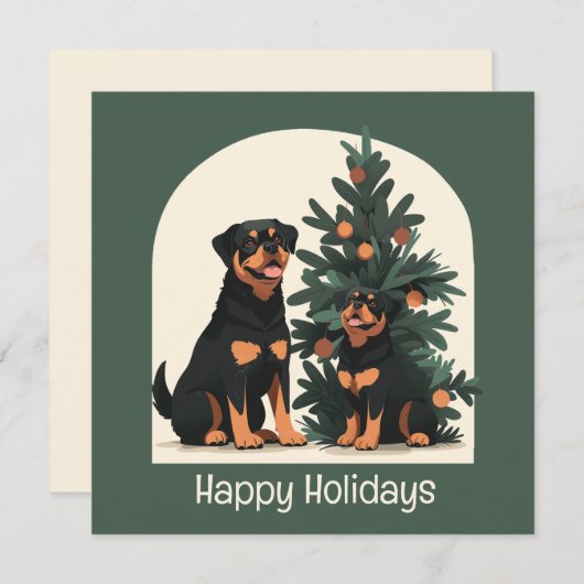 Happy Holidays Rottweiler Hunde Feiertagskarte (Vorne/Hinten)