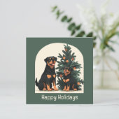 Happy Holidays Rottweiler Hunde Feiertagskarte (Stehend Vorderseite)