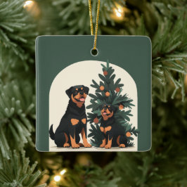 Happy Holidays Rottweiler Hunde Keramikornament