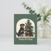 Happy Holidays Rottweiler Hunde Postkarte (Stehend Vorderseite)
